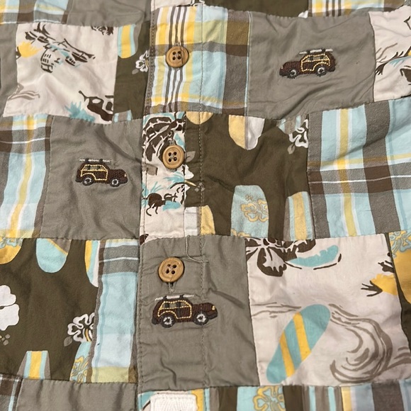 Janie and Jack Island Surf Surf Wagon Madras Plaid Patchwork Top  Size 4… - Picture 2 of 11